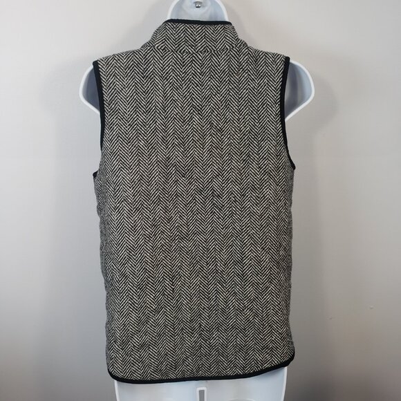 CLF Vest Black & White Quilted Puffer Herringbone Pattern Small S Zip  / A138 - Picture 6 of 7